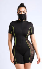 Load image into Gallery viewer, Ruched Mesh Contrast Romper
