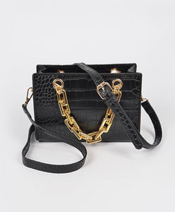 Faux Croc Chain Purse