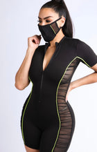 Load image into Gallery viewer, Ruched Mesh Contrast Romper
