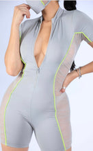 Load image into Gallery viewer, Ruched Mesh Contrast Romper
